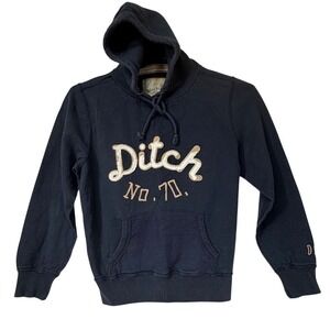 Ditch Plains Hoodie Men's L Black‎ Embroidered Logo Pullover Cotton